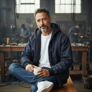 Walls Workwear Men's Canvas Hooded Insulated Jacket  -L